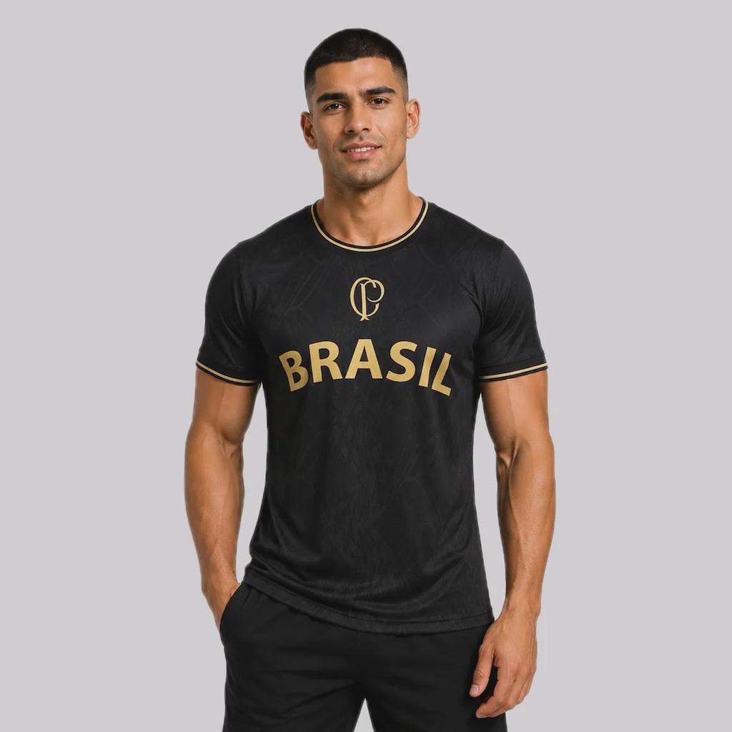 Camisa do Corinthians Brasil Jacquard Holográfico - Masculina