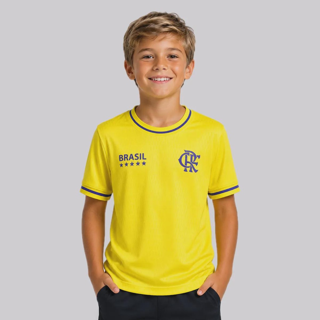 Camisa do Flamengo Brasil Jacquard Holográfico - Infantil