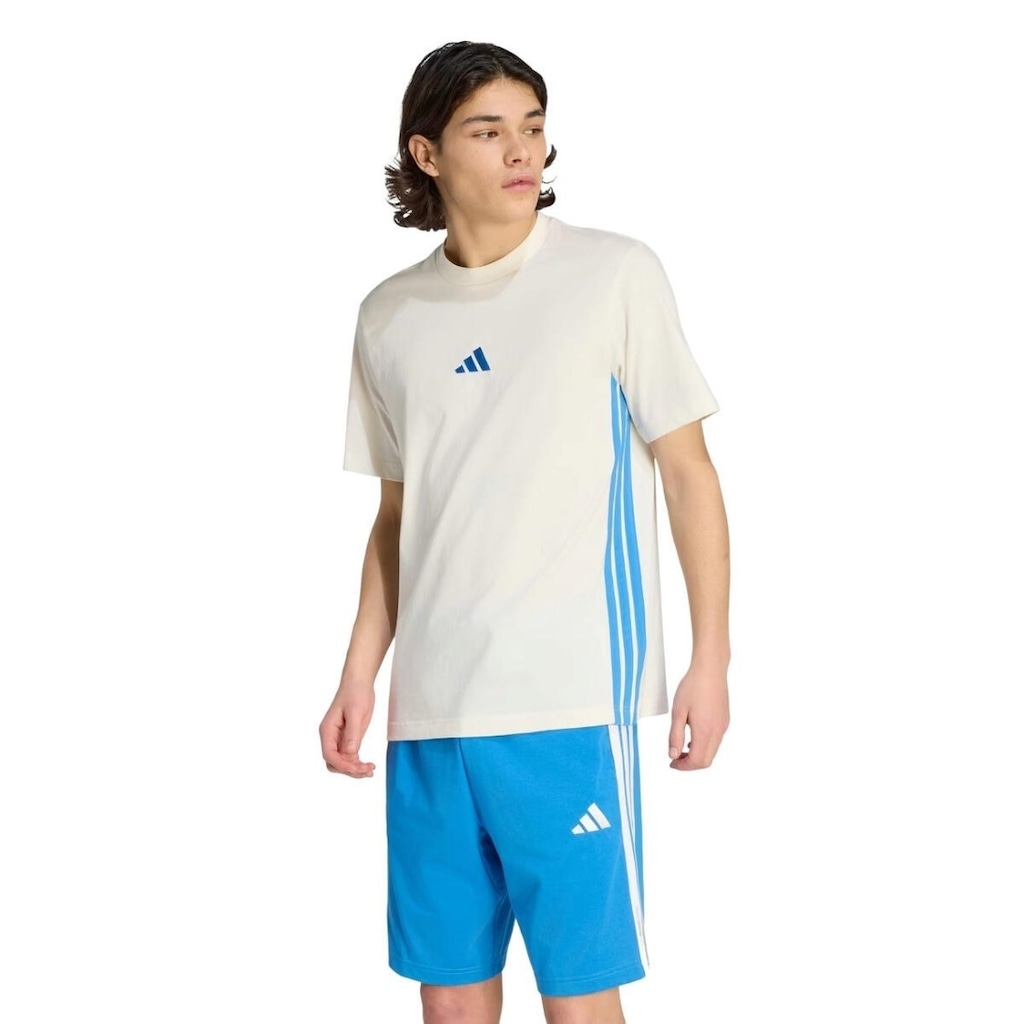Camiseta adidas Malha Simples Essentials Três Listras - Masculina