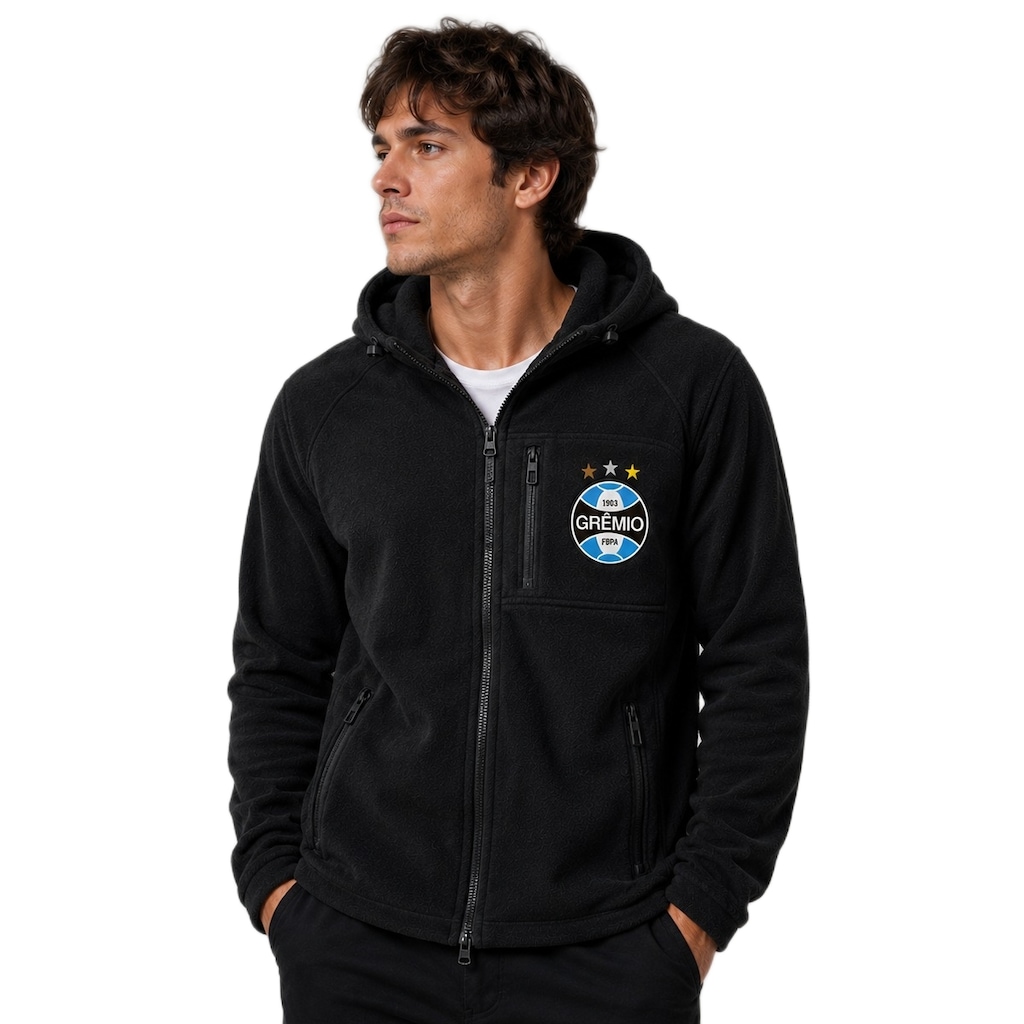 Jaqueta do Grêmio Fleece Escudo Bordado Lotus - Masculina