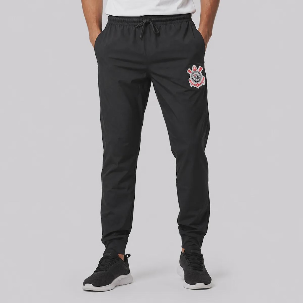 Calça do Corinthians Distintivo com Zíper Masculina