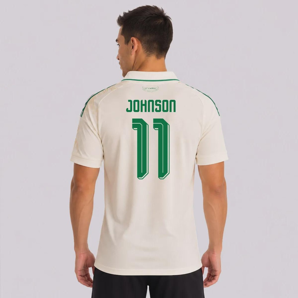Camisa País de Gales II 26/27 11 Johnson adidas Masculina