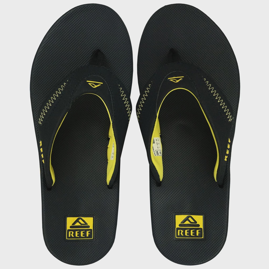 Chinelo Reef Fanning Pregame Black Yellow - Masculino