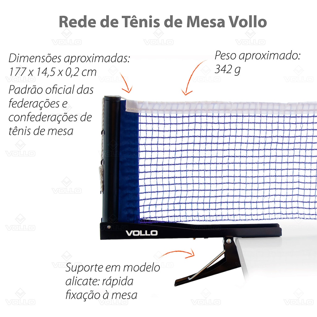 Imagem 5 do produto Rede de Tênis de Mesa Ping Pong com Suporte Alicate Vollo