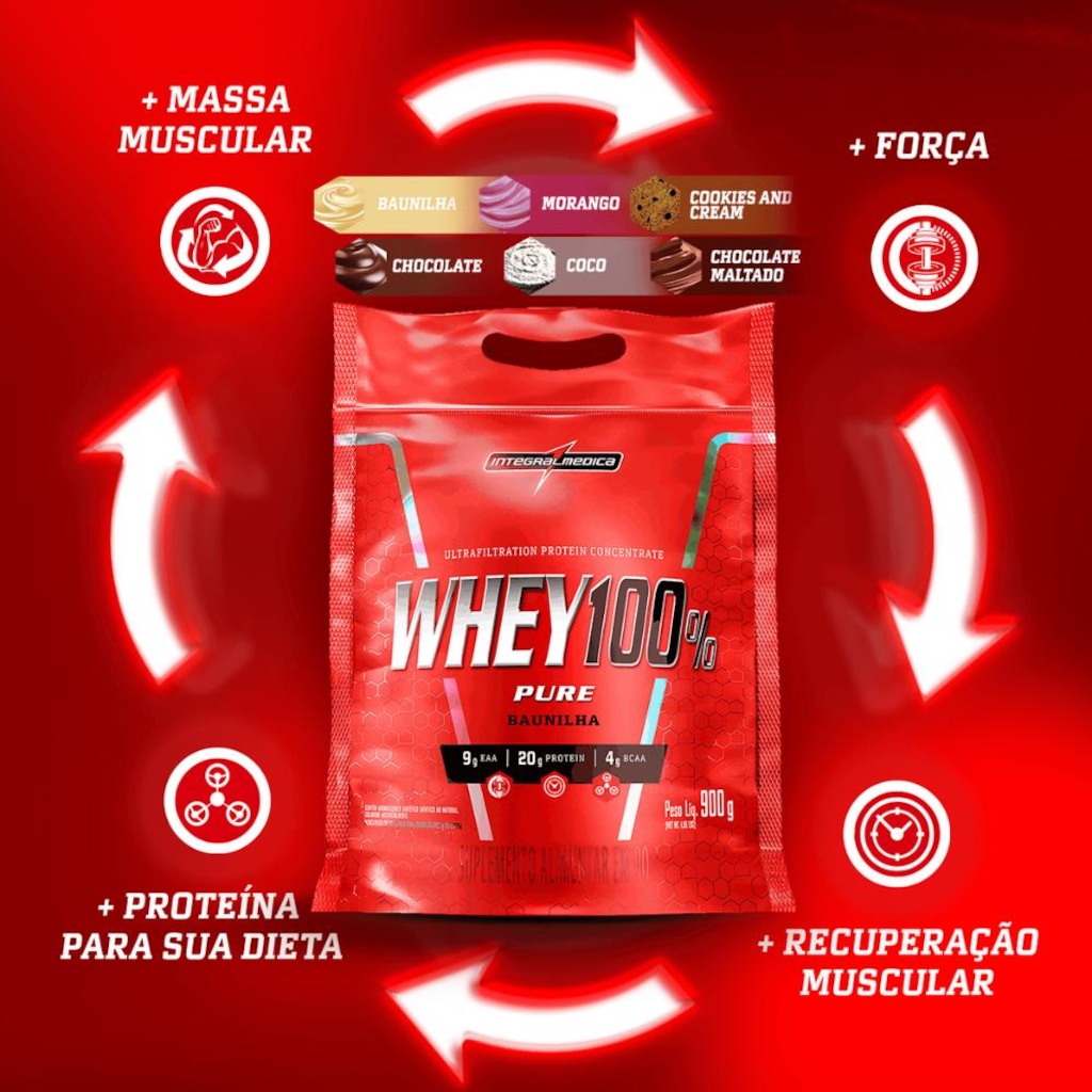 Imagem 5 do produto Proteína Concentrada Integralmedica Whey 100% Pure 900g