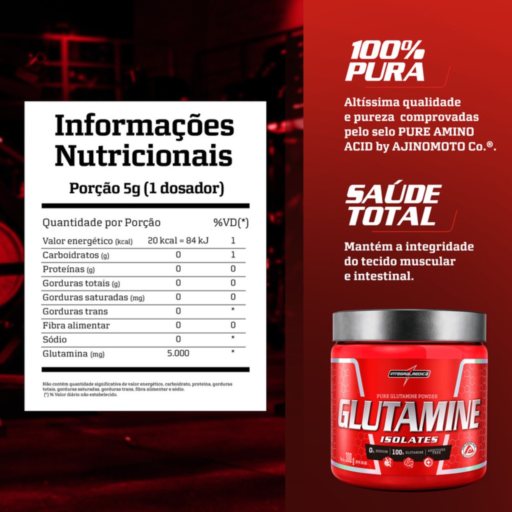 Imagem 3 do produto Glutamina Natural Integralmedica Glutamine 300g