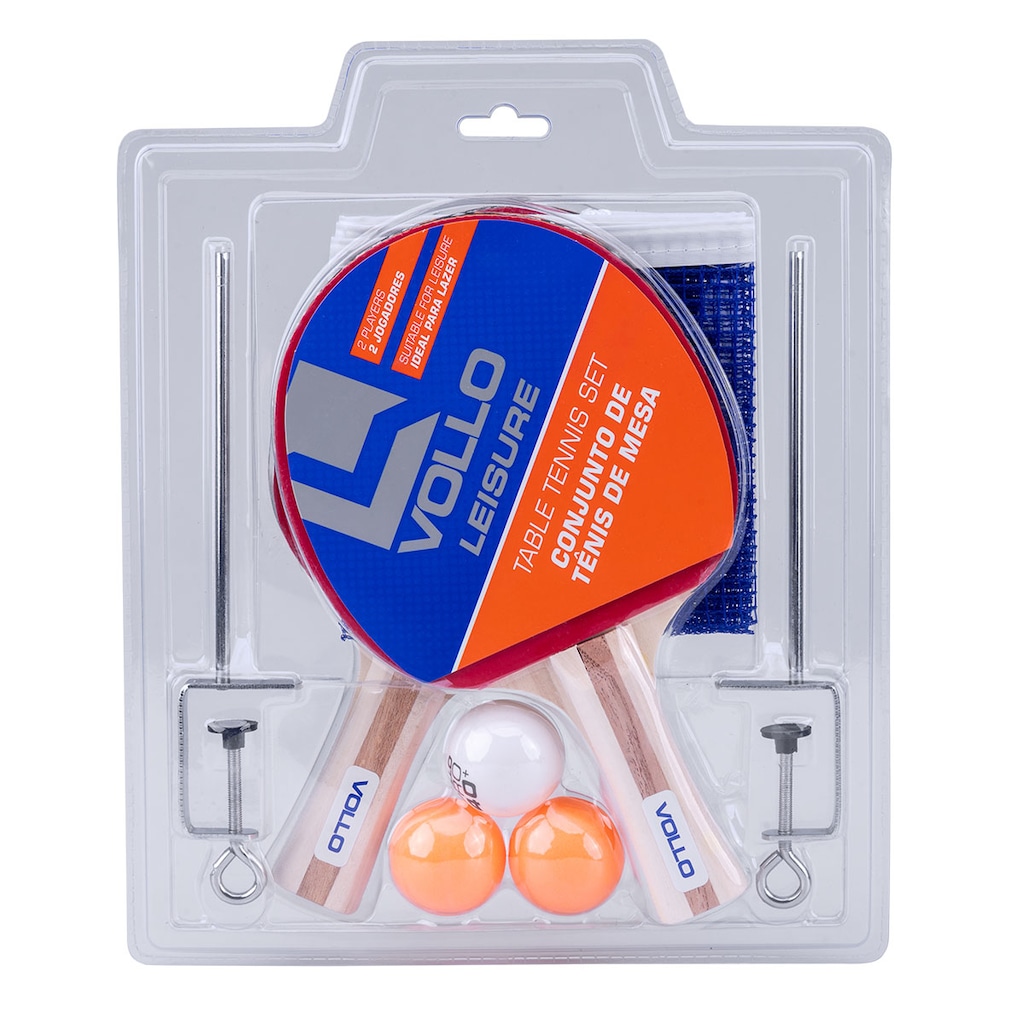 Kit Tênis de Mesa 2 Raquetes 3 Bolas e Rede Vollo