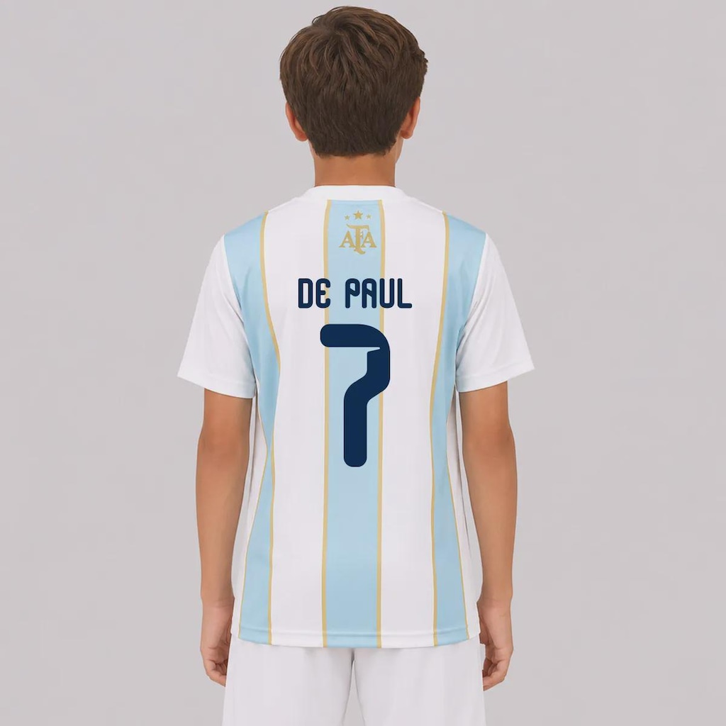 Camisa Argentina Classic  7 De Paul Infantil