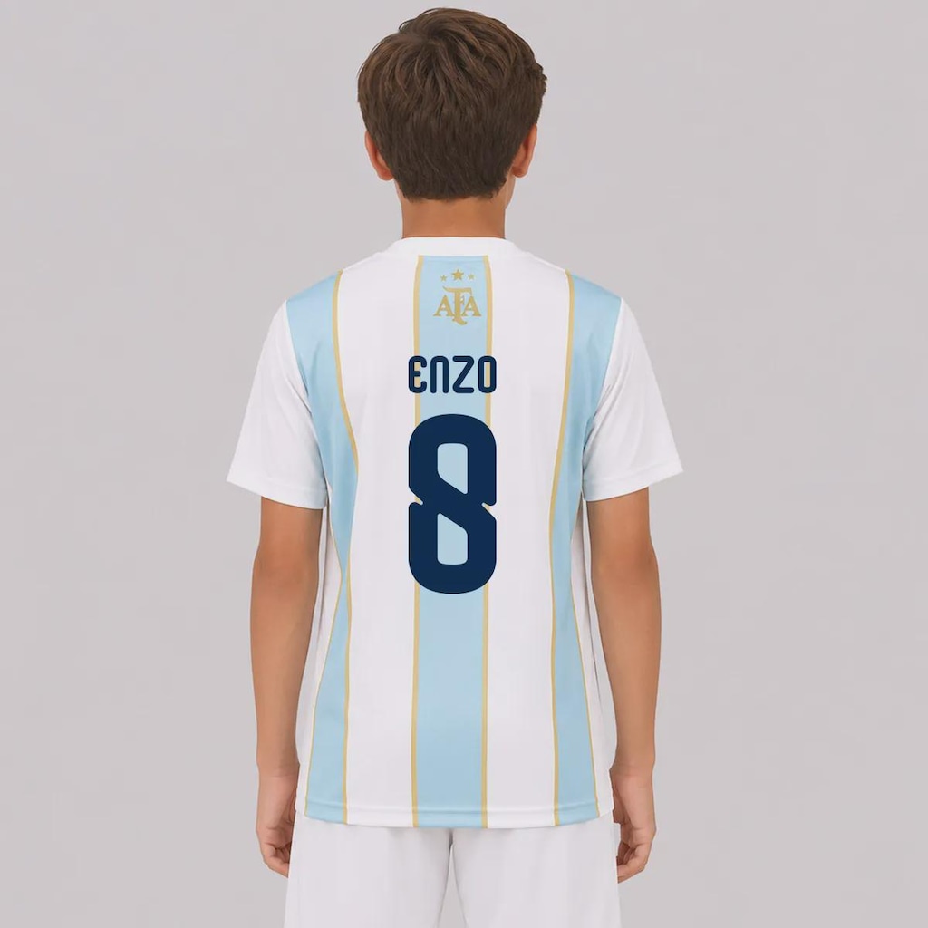 Camisa Argentina Classic 8 Enzo Infantil