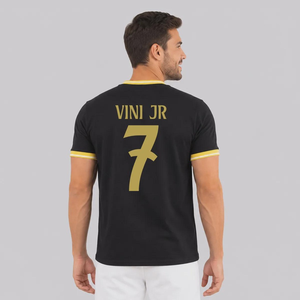 Camisa Real Madrid Dorado 7 Vini Jr Masculina