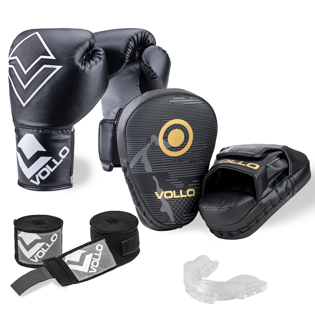 Kit Boxe Muay Thai Luva Manopla + Bucal + Luva + Bandagem Vollo