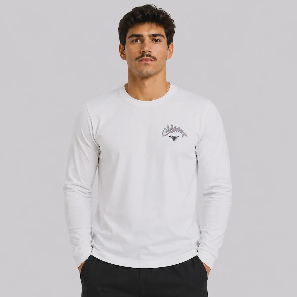 Camiseta Hang Loose Fish Manga Longa Masculina