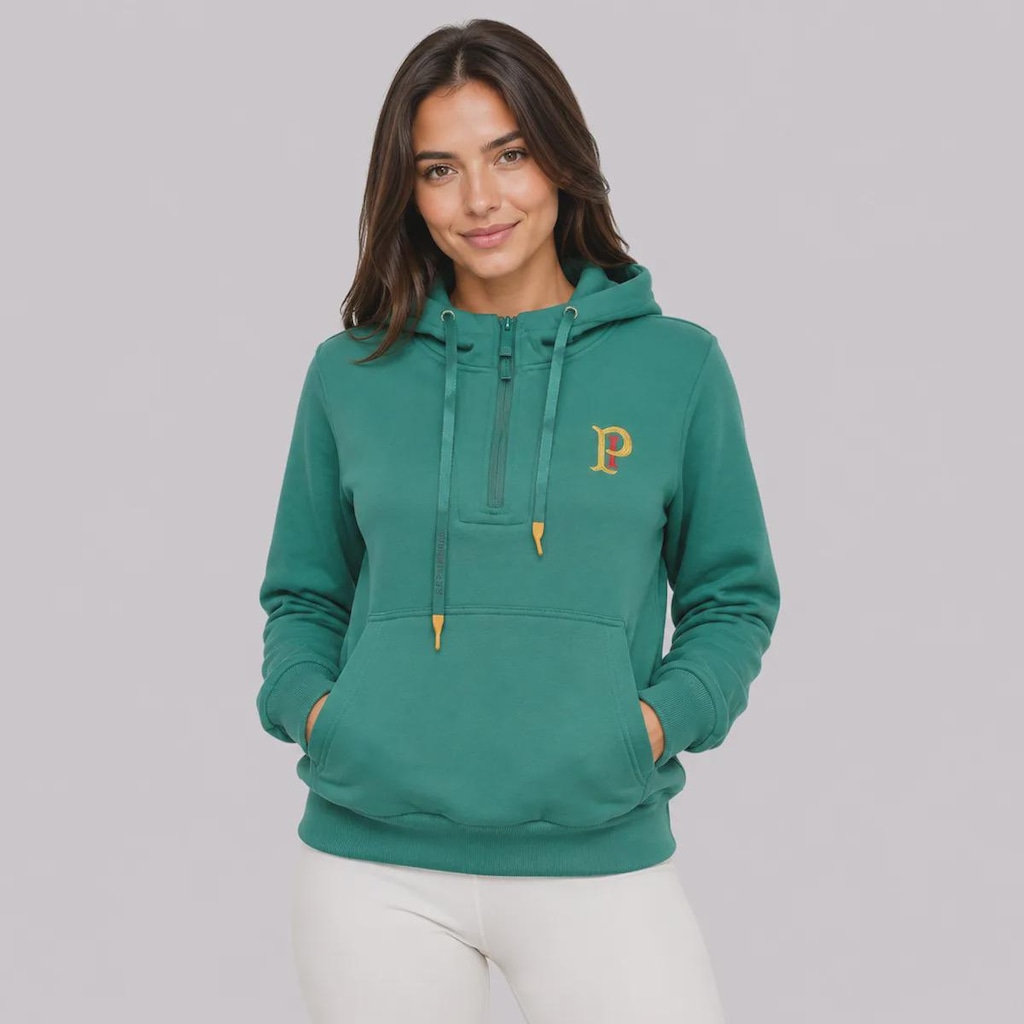 Blsuão de Moletom Palmeiras Canguru PI Feminino