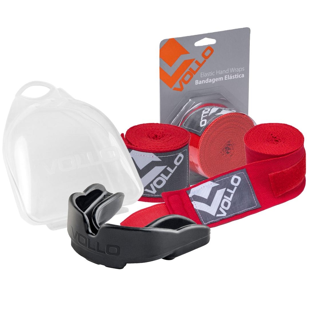 Kit Bandagem Elástica + Protetor Bucal Boxe Vollo