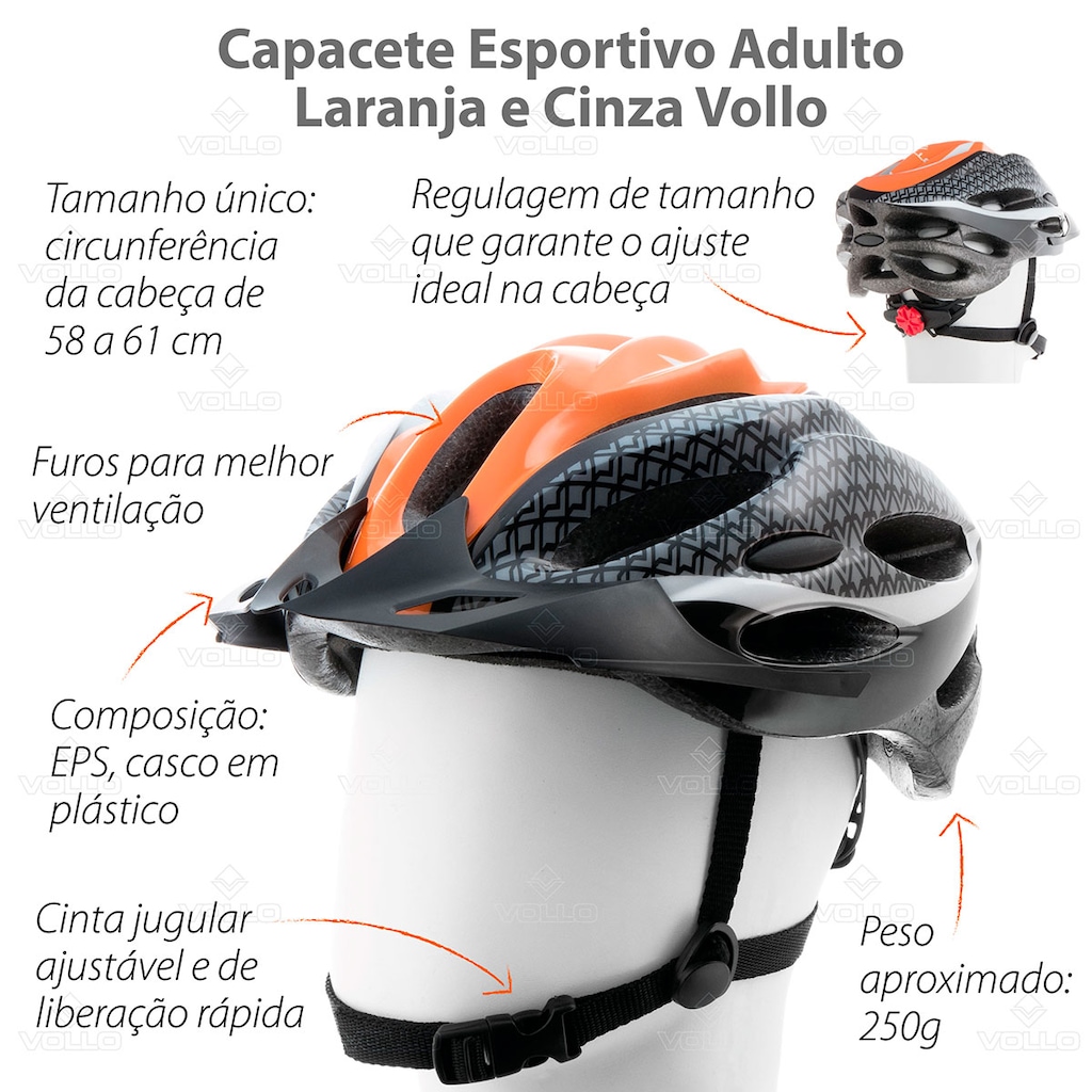 Imagem 5 do produto Capacete Esportivo Vollo - Adulto