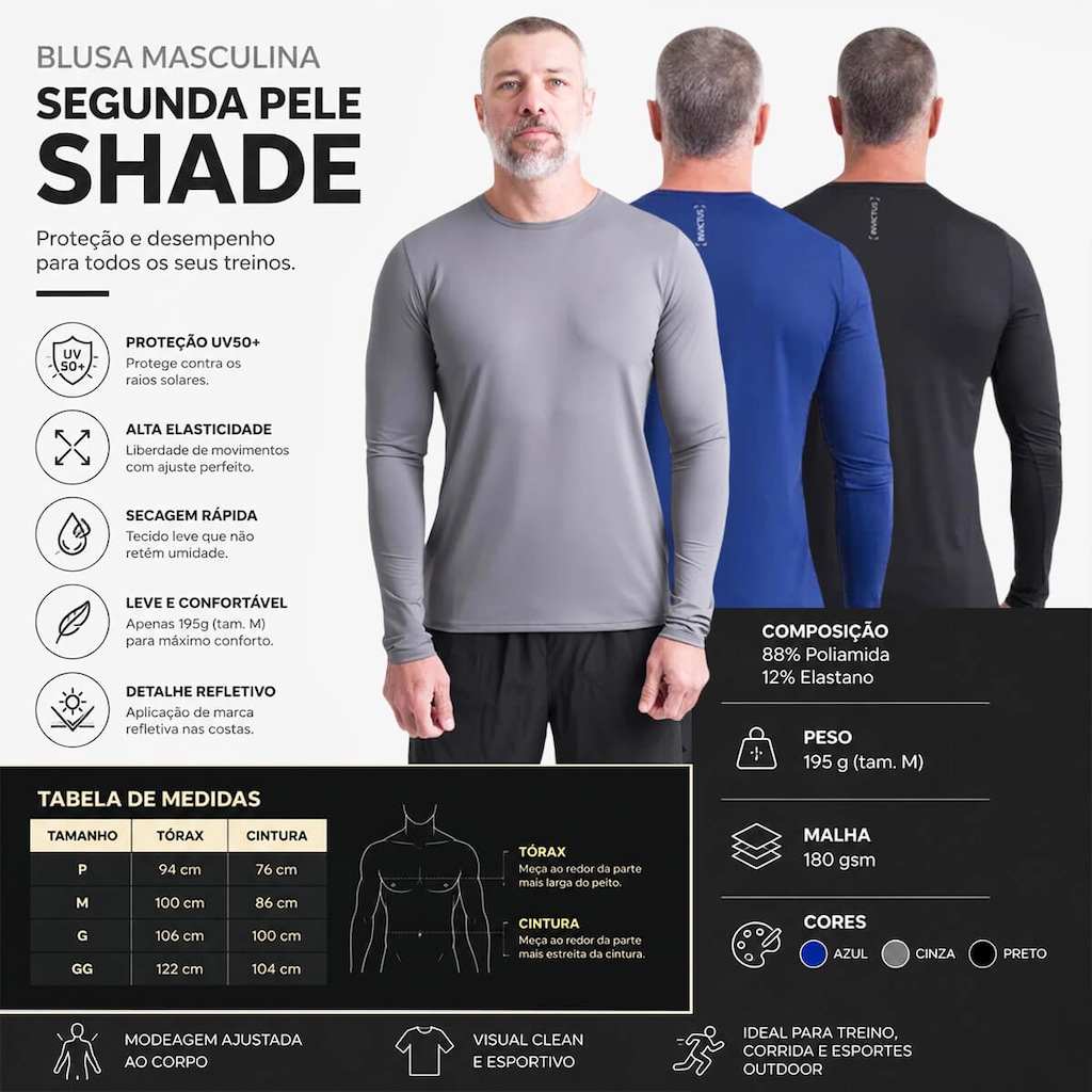 Imagem 4 do produto Camiseta Manga Longa Segunda Pele Shade - Masculina