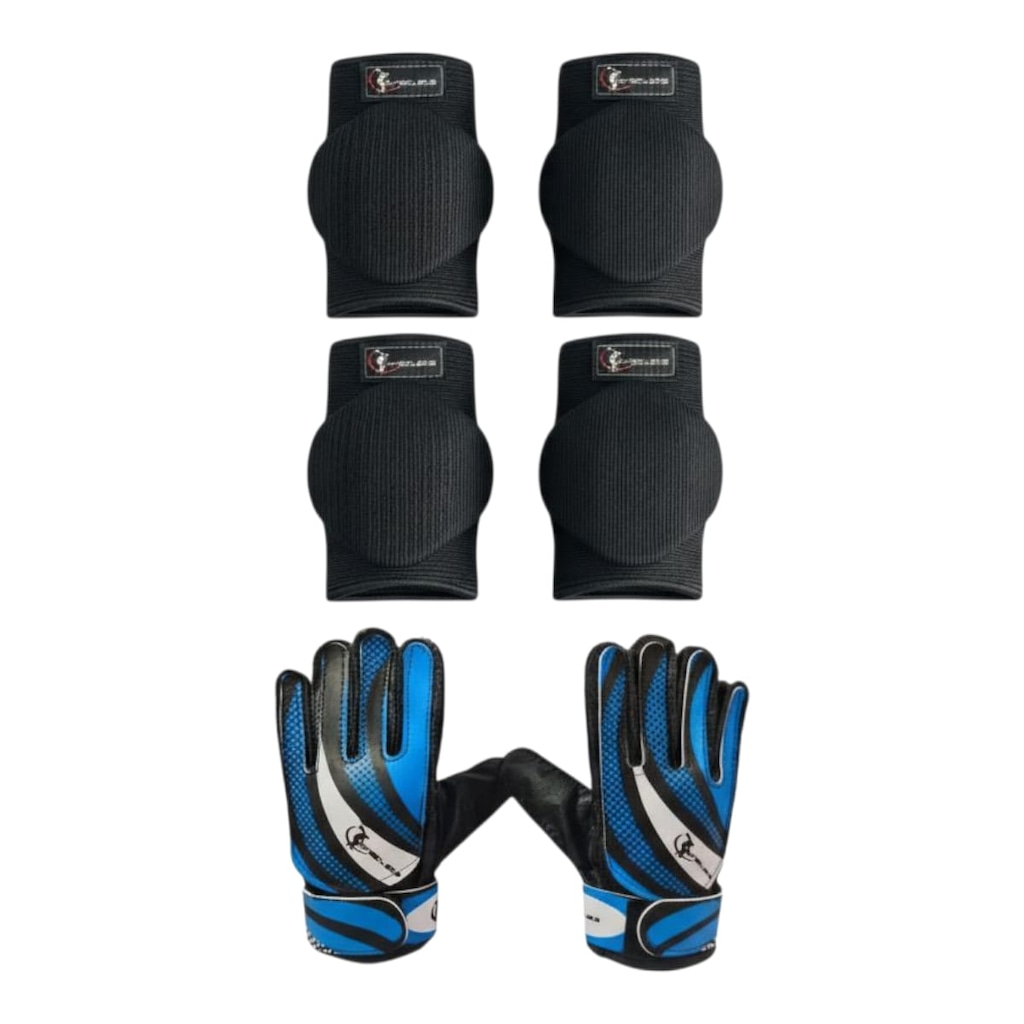 Kit Triatleta Esportes Luva Para Goleiro + Joelheira + Cotoveleira Infantil