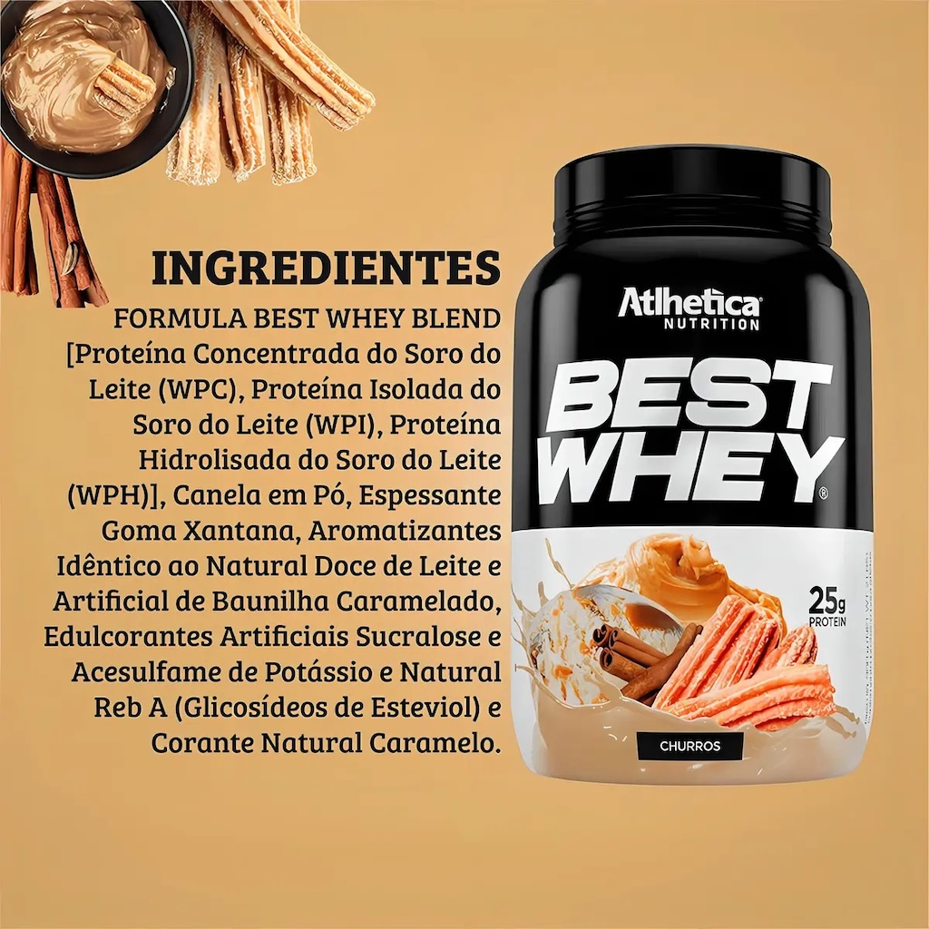 Imagem 2 do produto Best Whey Protein Atlhetica Nutrition Churros - 900g