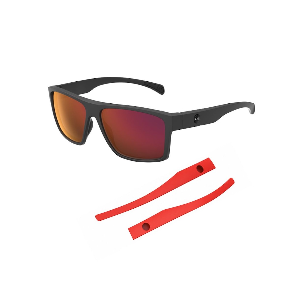 Óculos de Sol HB Happy Matte Black Espelhado + Hastes Red