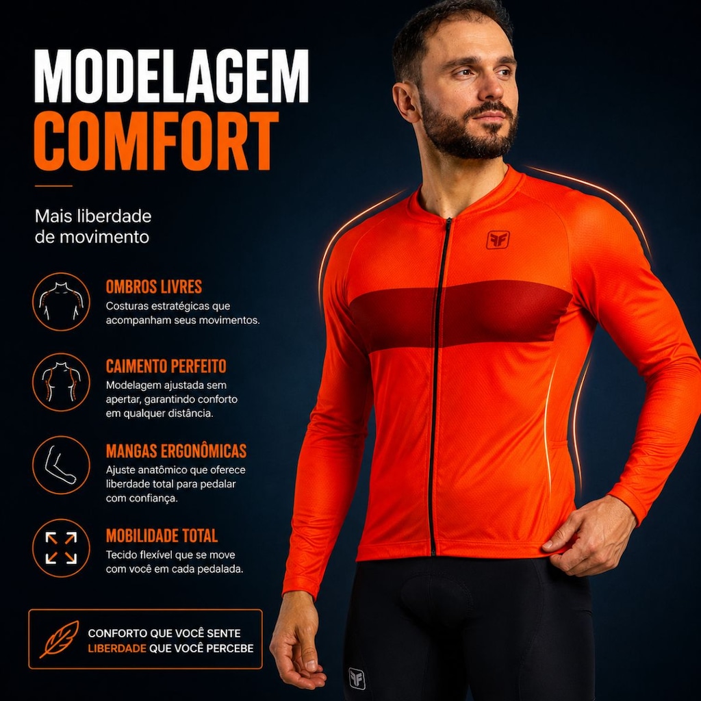 Imagem 5 do produto Camiseta Ciclismo Manga Longa Free Force Basic Masculina