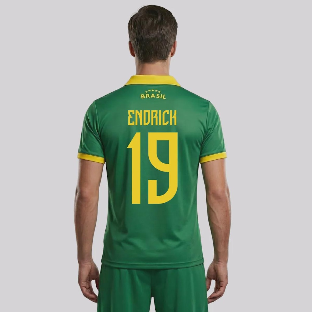 Camisa Brasil Seleção 19 Endrick Masculina