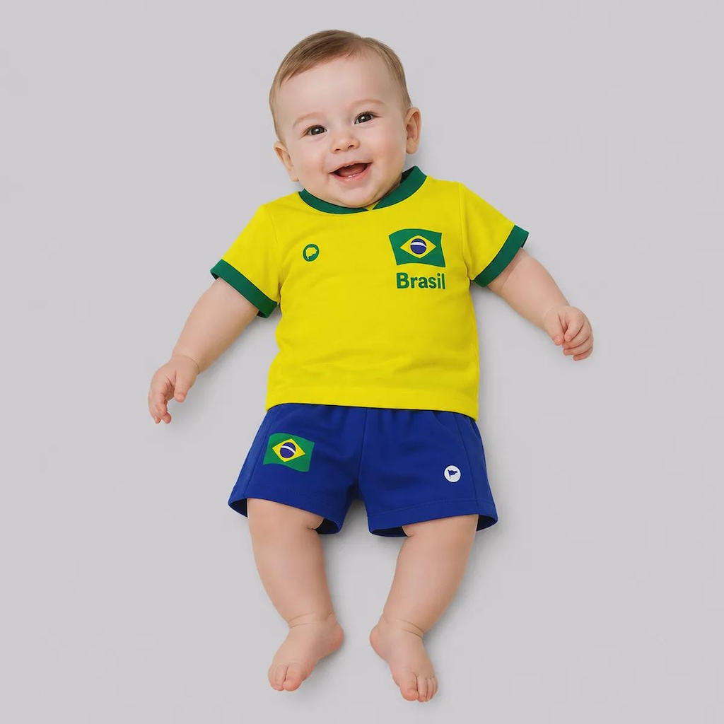Kit Uniforme de Futebol Baby Brasil Flag Infantil