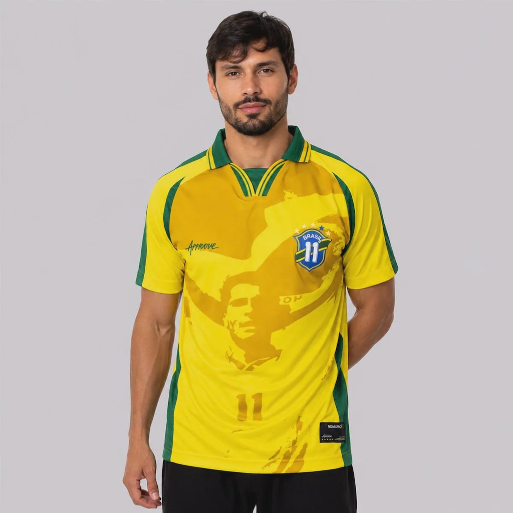 Camiseta Polo Approve Huge Brasil Romario Masculina