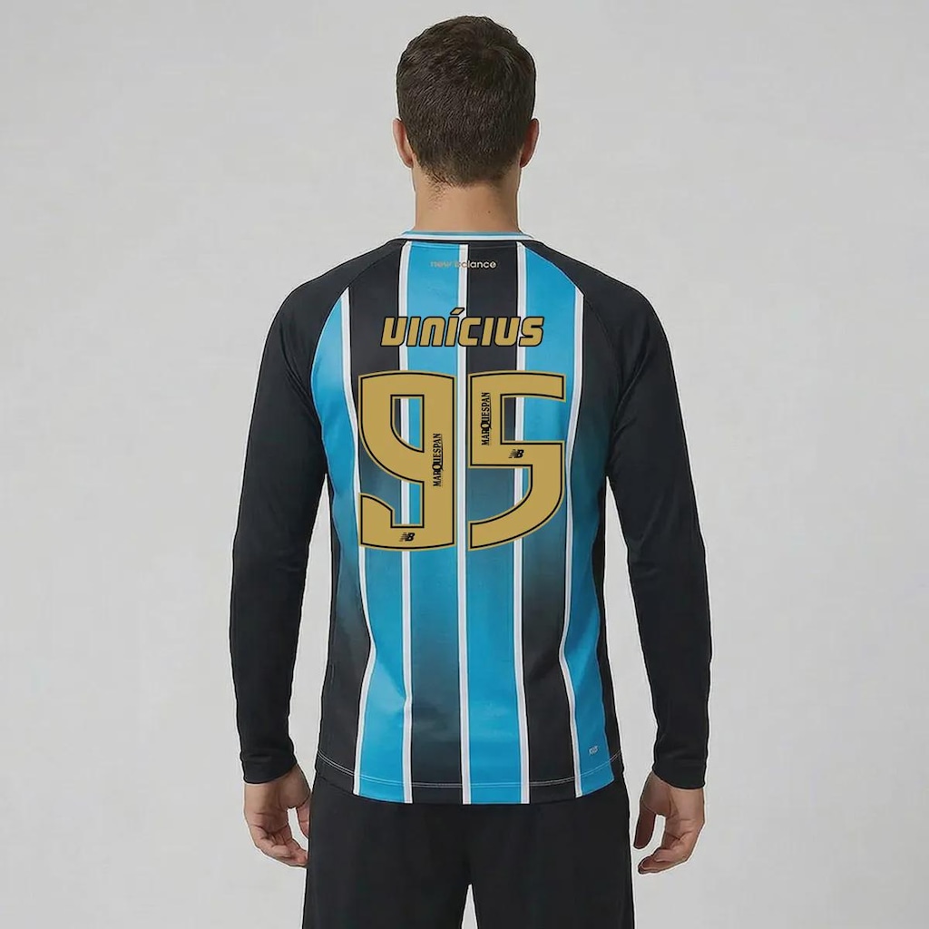 Camisa do Grêmio I 26/27 Manga Longa 95 Vinícius New Balance Masculina