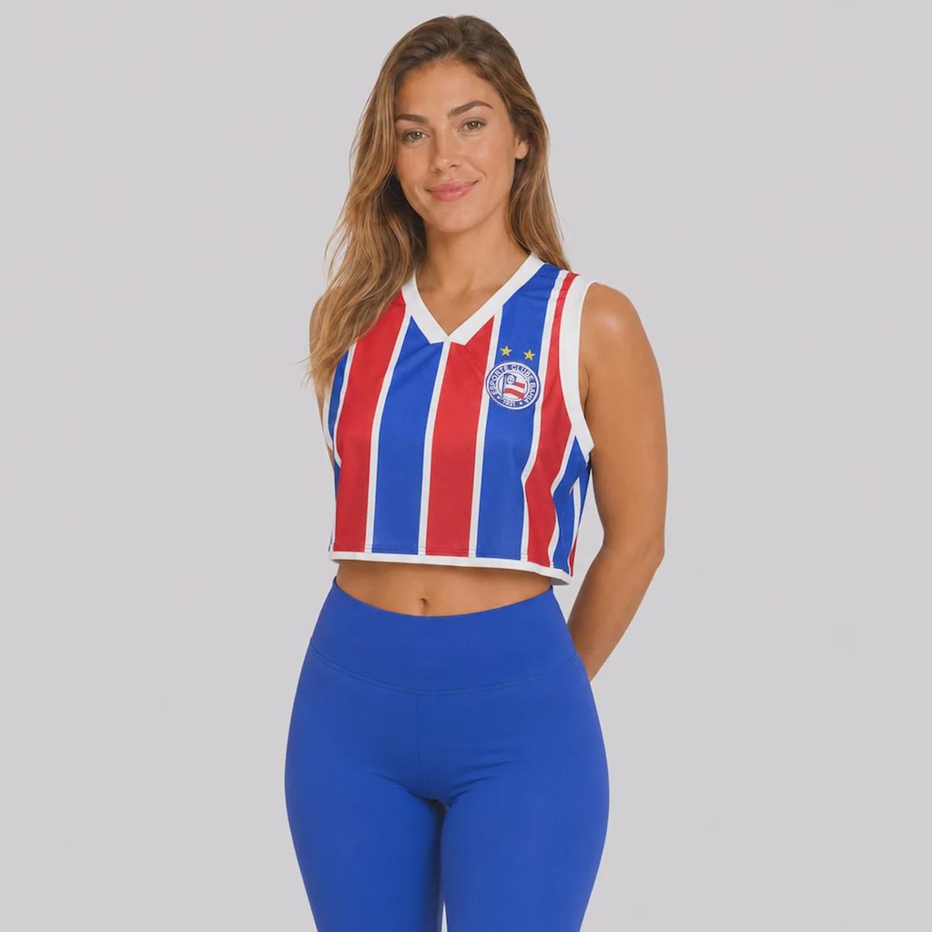 Imagem 3 do produto Blusa Cropped Regata do Bahia Tricolor Feminina