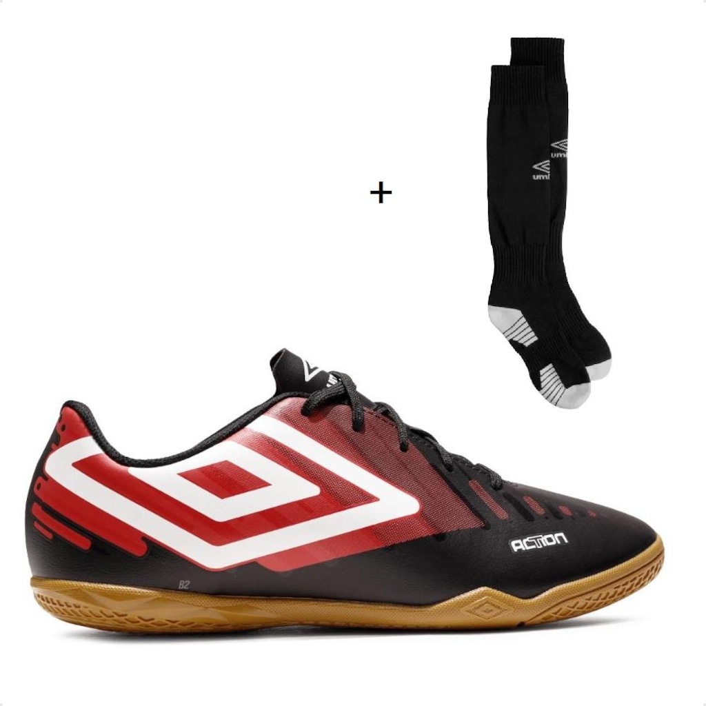 Chuteira de Futsal Adulto Umbro Action + Meião Team