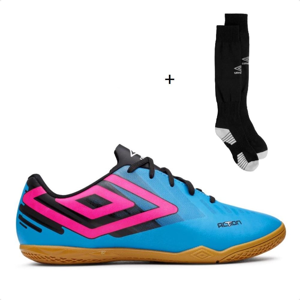 Chuteira de Futsal Adulto Umbro Action + Meião Team
