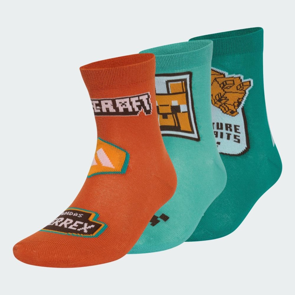 Kit Meias adidas x Minecraft com 3 Pares Infantil