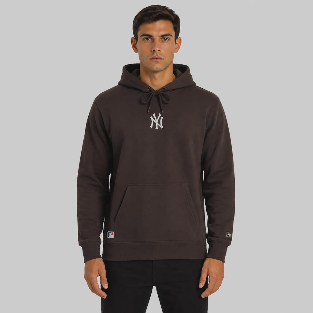 Blusão de Moletom New Era New York Yankees MLB Canguru com Capuz Masculino