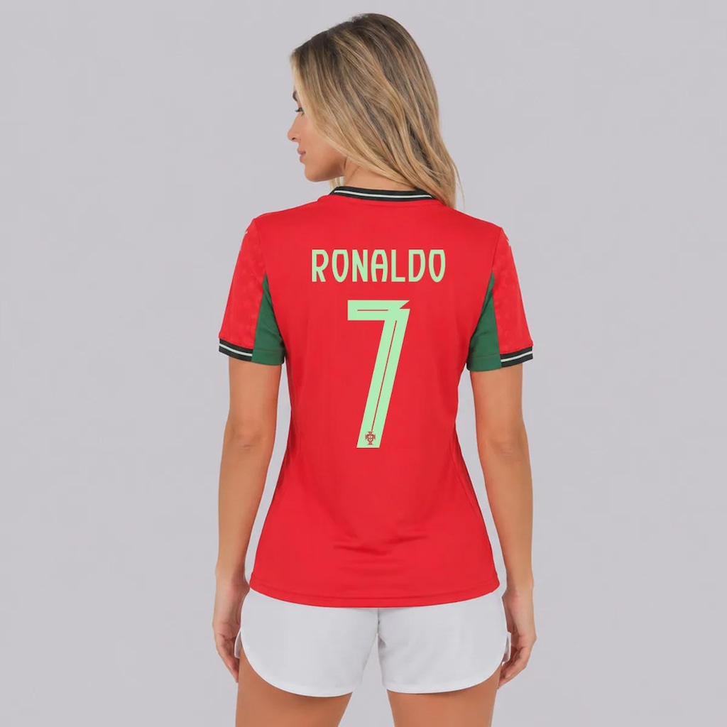Camisa Portugal I 25/26 7 Ronaldo Puma Feminina
