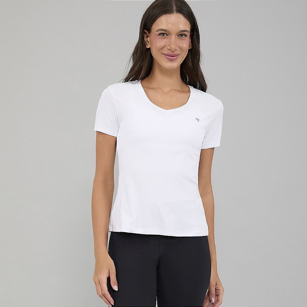 Camiseta T-Shirt Alto Giro Eterna Gola V Alongada PR26 Feminina