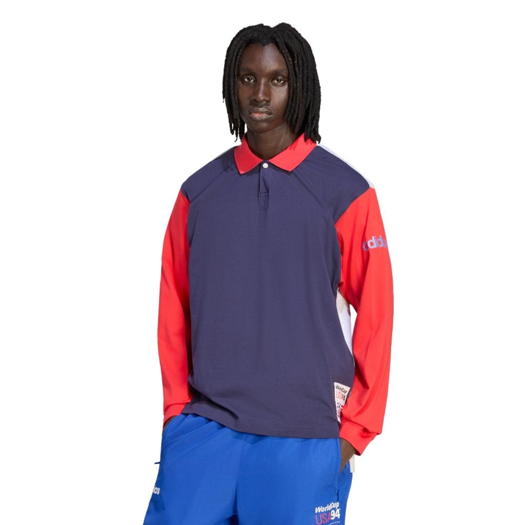 Camisa Polo Manga Longa adidas Estampada Masculina