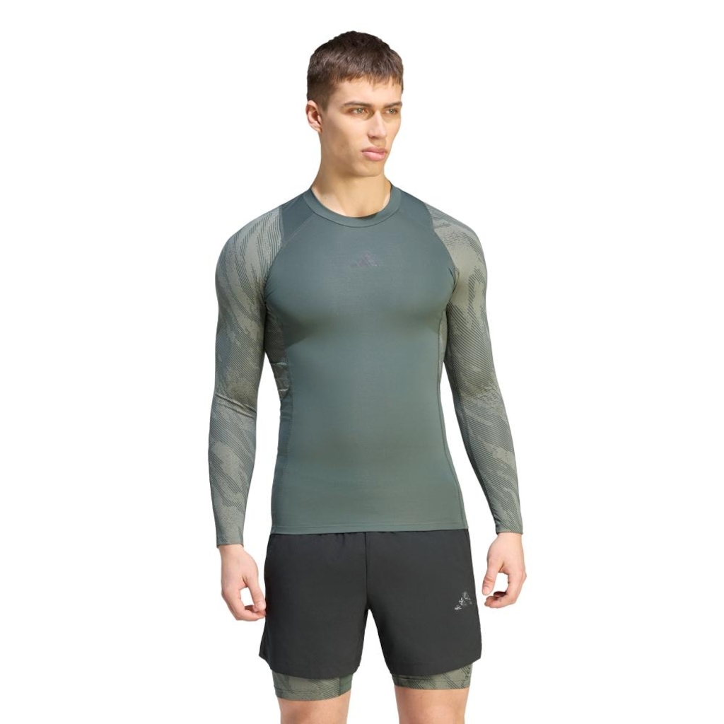 Camiseta Manga Longa adidas Techfit AOP Masculina
