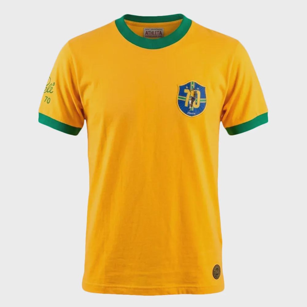 Camiseta Athleta Brasil Retrô Pelé 1970 Masculina