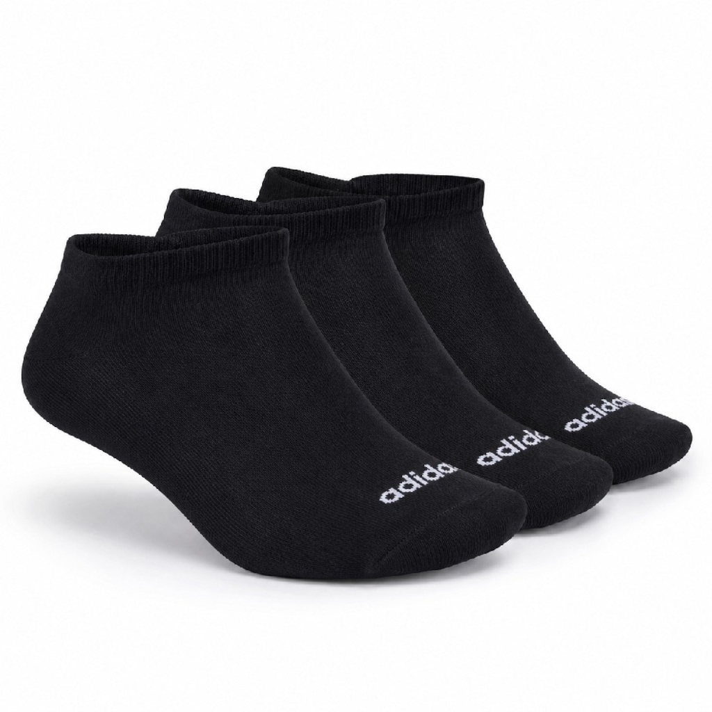 Kit de Meias adidas Cano Baixo Finas Linear com  3 Pares - Adulto