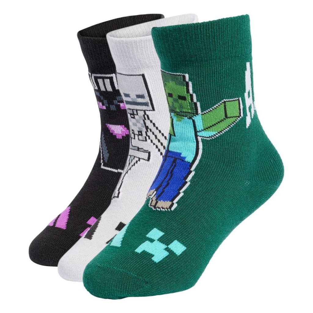 Kit Meias Cano Médio Minecraft com 3 Pares Infantil