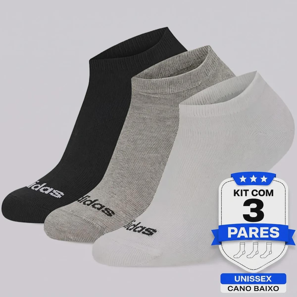 Kit Meia adidas Cano Baixo - 3 Pares
