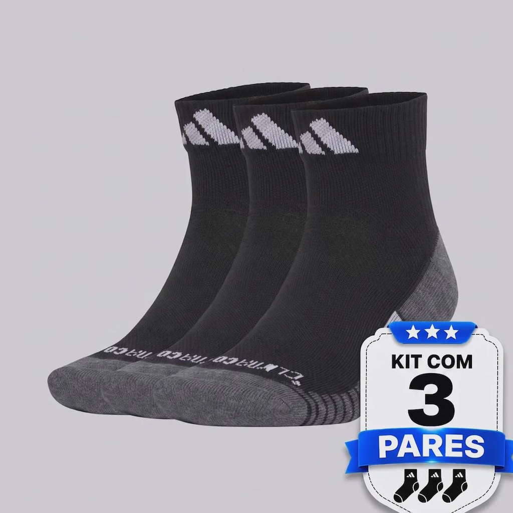 Kit Meia adidas Cano Médio 3 Pares PRF C CC QRT