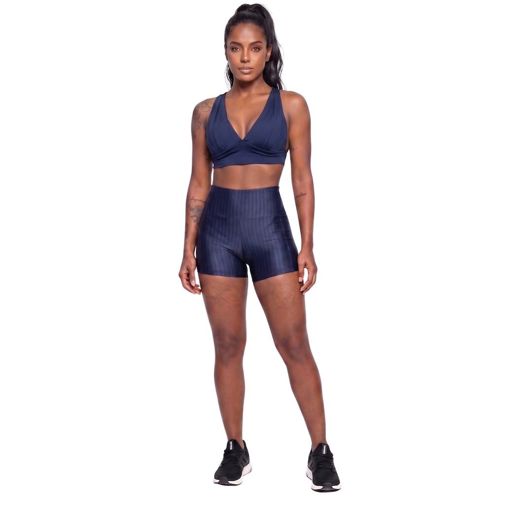Conjunto Feminina Fitness Top Bojo e Short New Zig Vekyo Roupa De Academia Treino Musculação