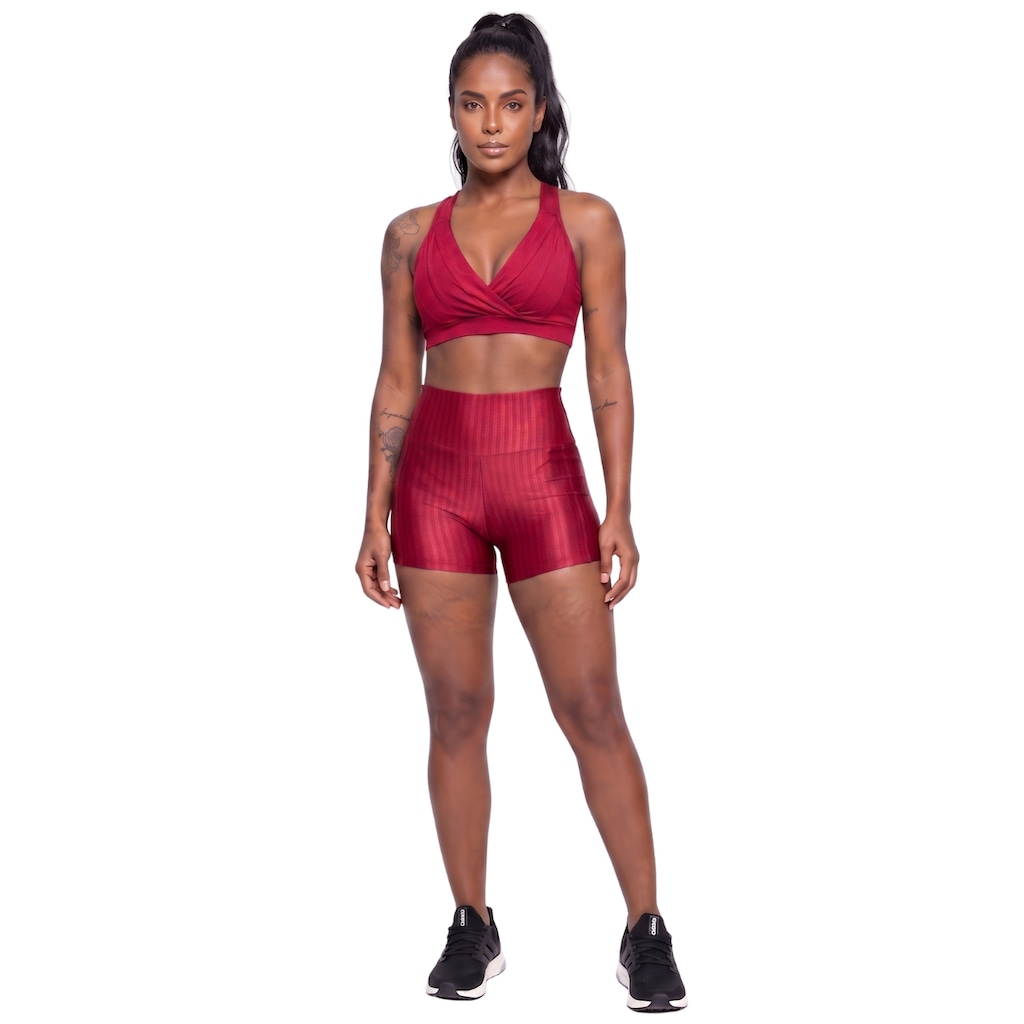 Conjunto Feminina Fitness Top Bojo e Short New Zig Vekyo Roupa De Academia Treino Musculação