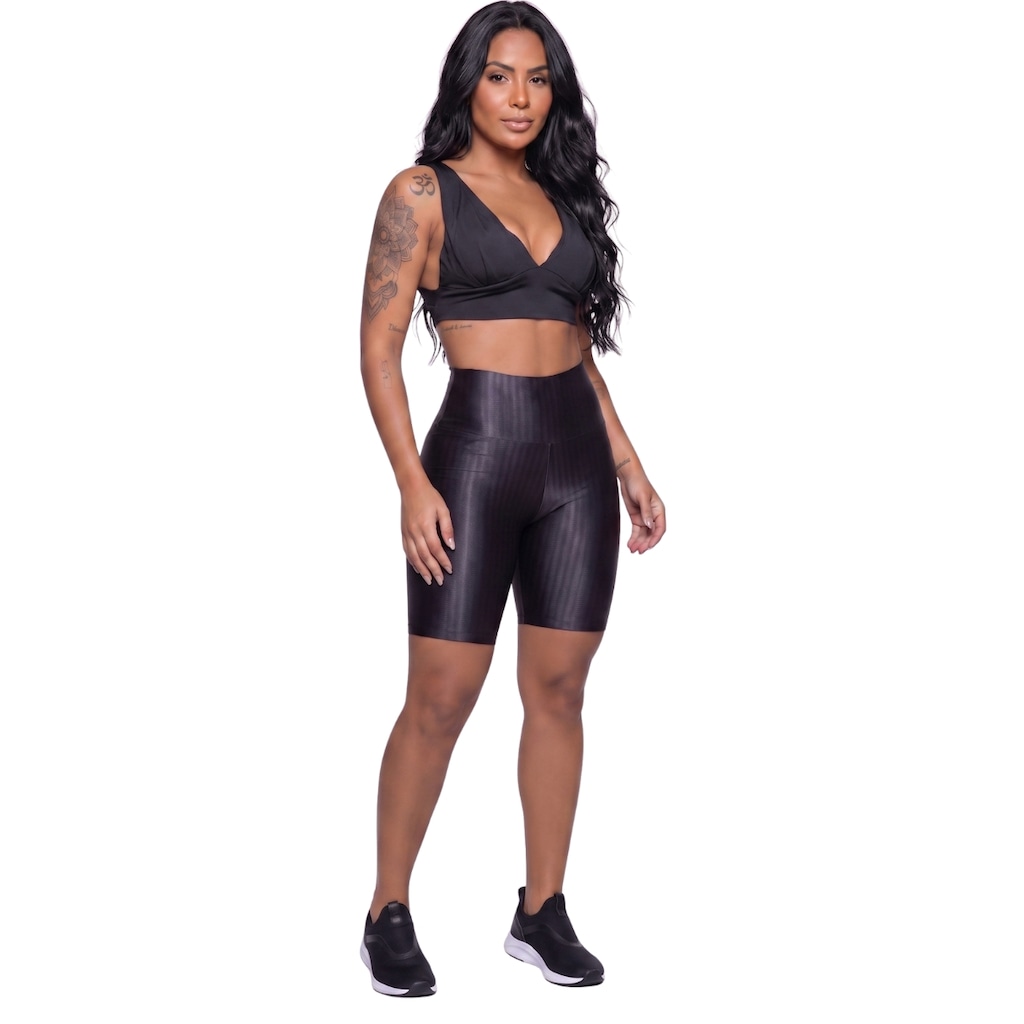 Conjunto Feminina Fitness Top Bojo e Bermuda New Zig Vekyo Roupa De Academia Treino Musculação