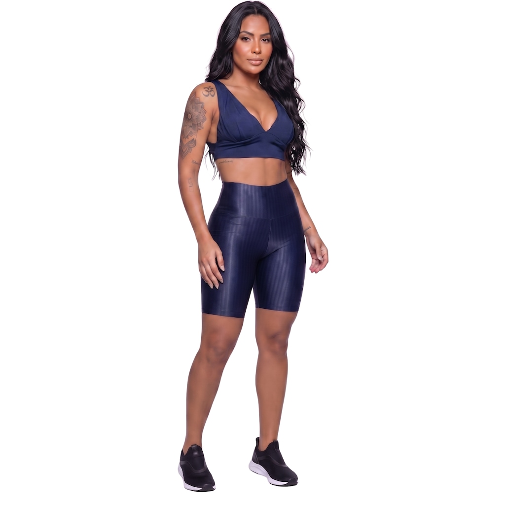 Conjunto Feminina Fitness Top Bojo e Bermuda New Zig Vekyo Roupa De Academia Treino Musculação