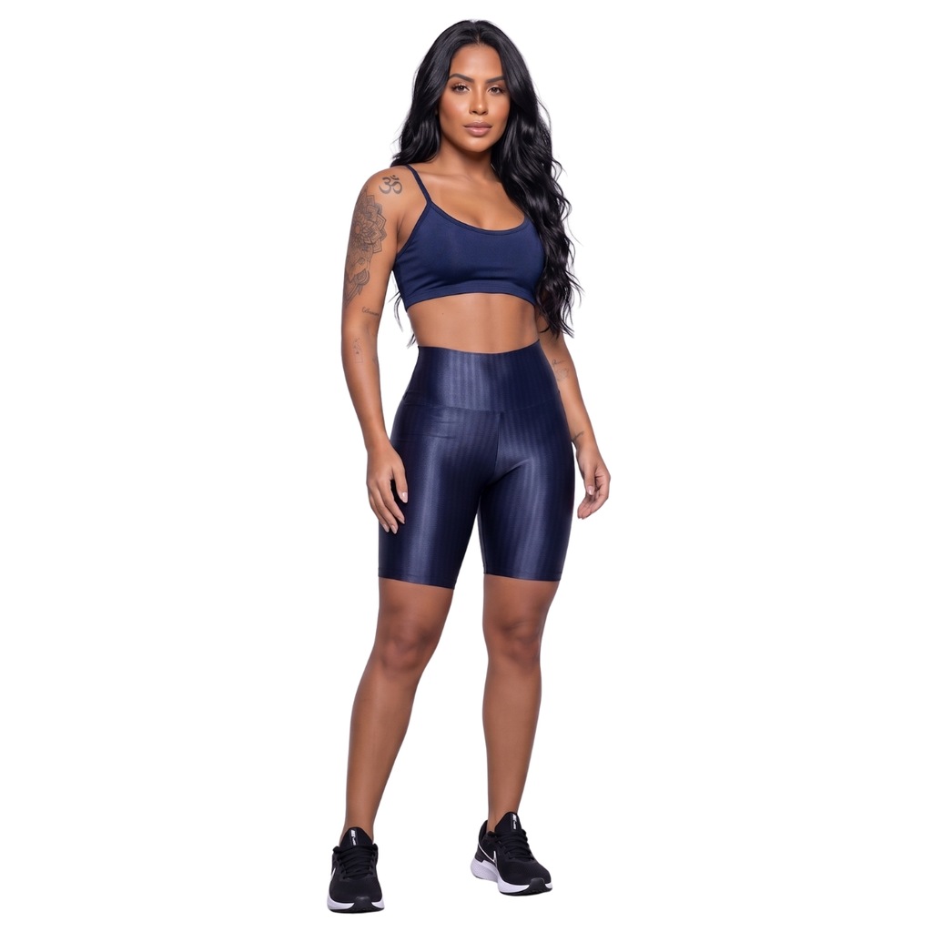 Conjunto Feminina Fitness Top Alça Fina e Bermuda New Zig Vekyo Roupa De Academia Musculação