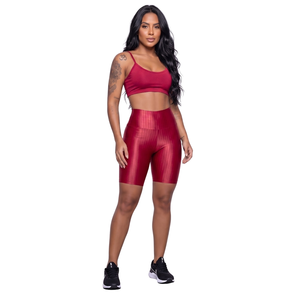 Conjunto Feminina Fitness Top Alça Fina e Bermuda New Zig Vekyo Roupa De Academia Musculação