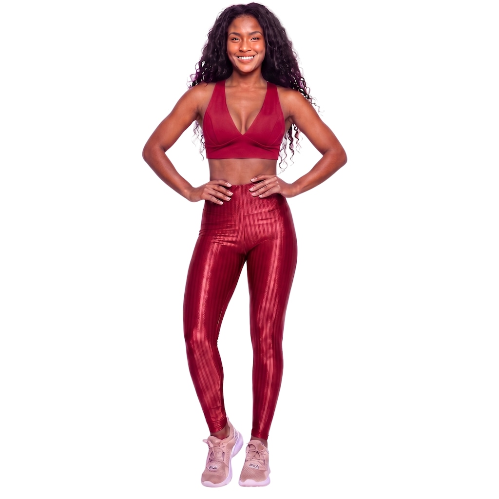 Conjunto Feminino Fitness Top Bojo e Calça New Zig Vekyo Roupa De Academia Treino Para Musculação