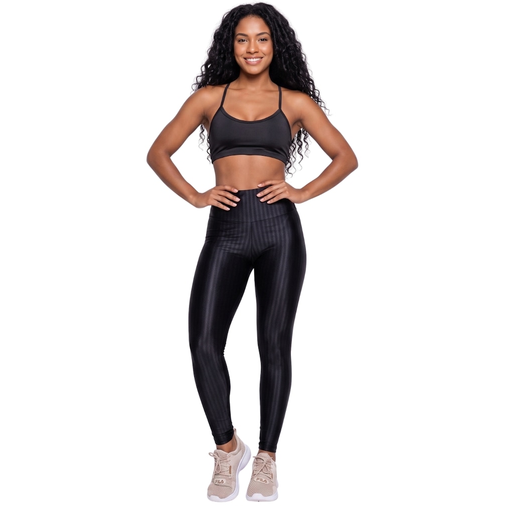 Conjunto Feminina Fitness Top Alça Fina e Calça New Zig Vekyo Roupa De Academia Musculação - Foto 1